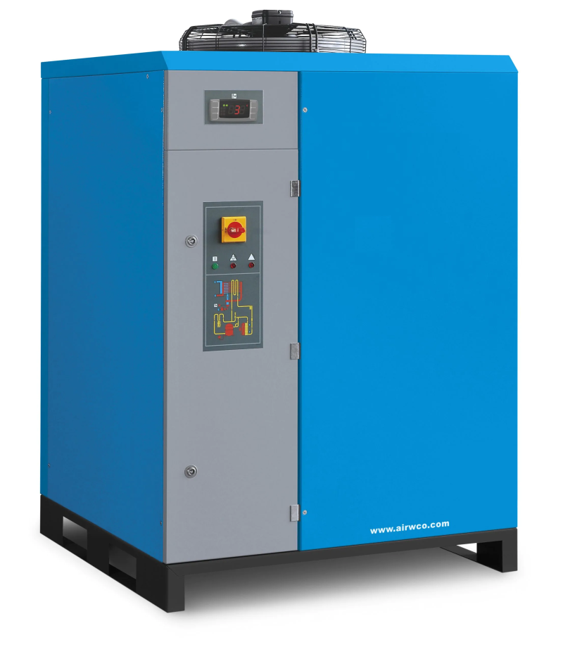 Large industrial refrigerated air dryer with digital dew point controller